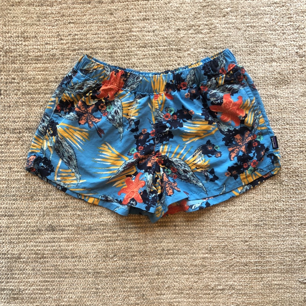 W's Barely Baggies Patagonia 2.5" Shorts (Small - Blue Floral Print)